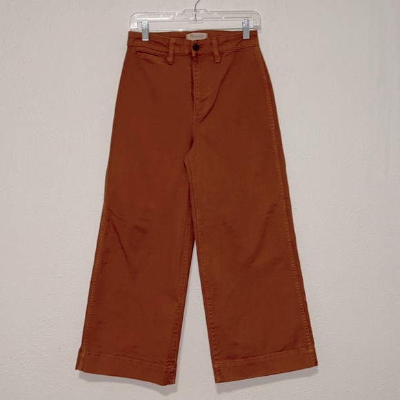 MADEWELL Emmett wide leg crop pant rust 26 - Picture 4 of 6